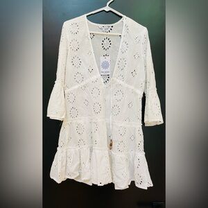 White eyelet beach coverup dress